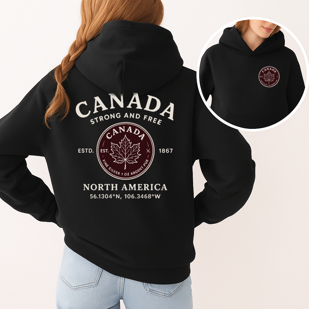 T-Shirt Hoodie Crewneck Canada Strong and Free – Maple Coin Garment Design