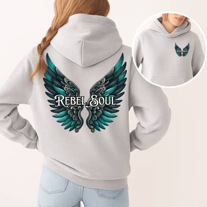 T-Shirt  Or Hoodie  Rebel Soul – Grunge Angel Wings with Attitude Design