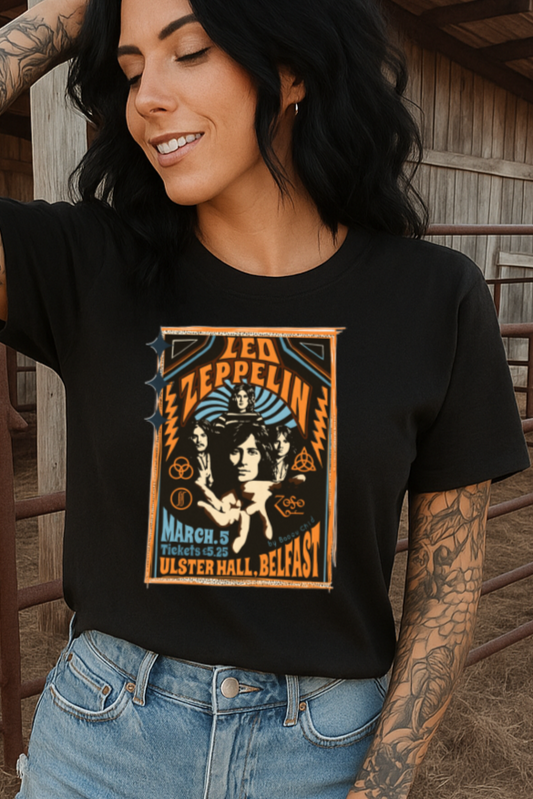 ⚡ Led Z Ulster Hall DTF Transfer – Retro Concert Poster Style