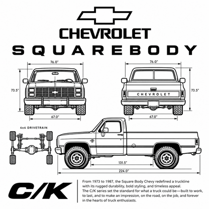 Chevrolet Square Body blueprint, black artwork on white background - listing preview