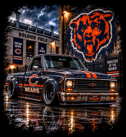 DTF Transfer Halftone - Chicago Bears Chevrolet C10 Pickup Truck
