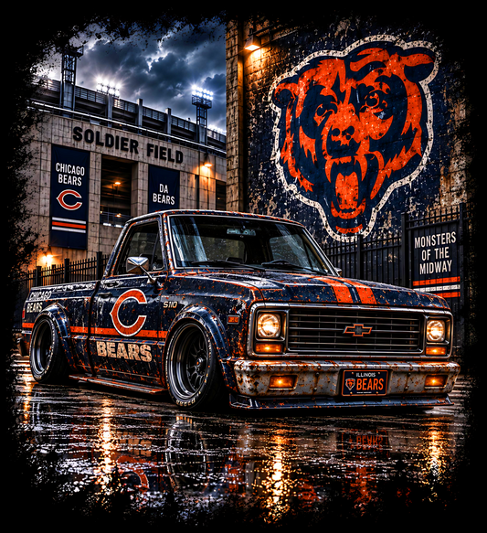 DTF Transfer Halftone - Chicago Bears Chevrolet C10 Pickup Truck