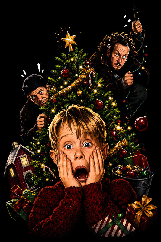Christmas Halftone 031 - Christmas Movie Mischief - DTF transfer on black preview background