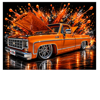 Orange Chevrolet Square Body Pickup Truck - Paint Explosion