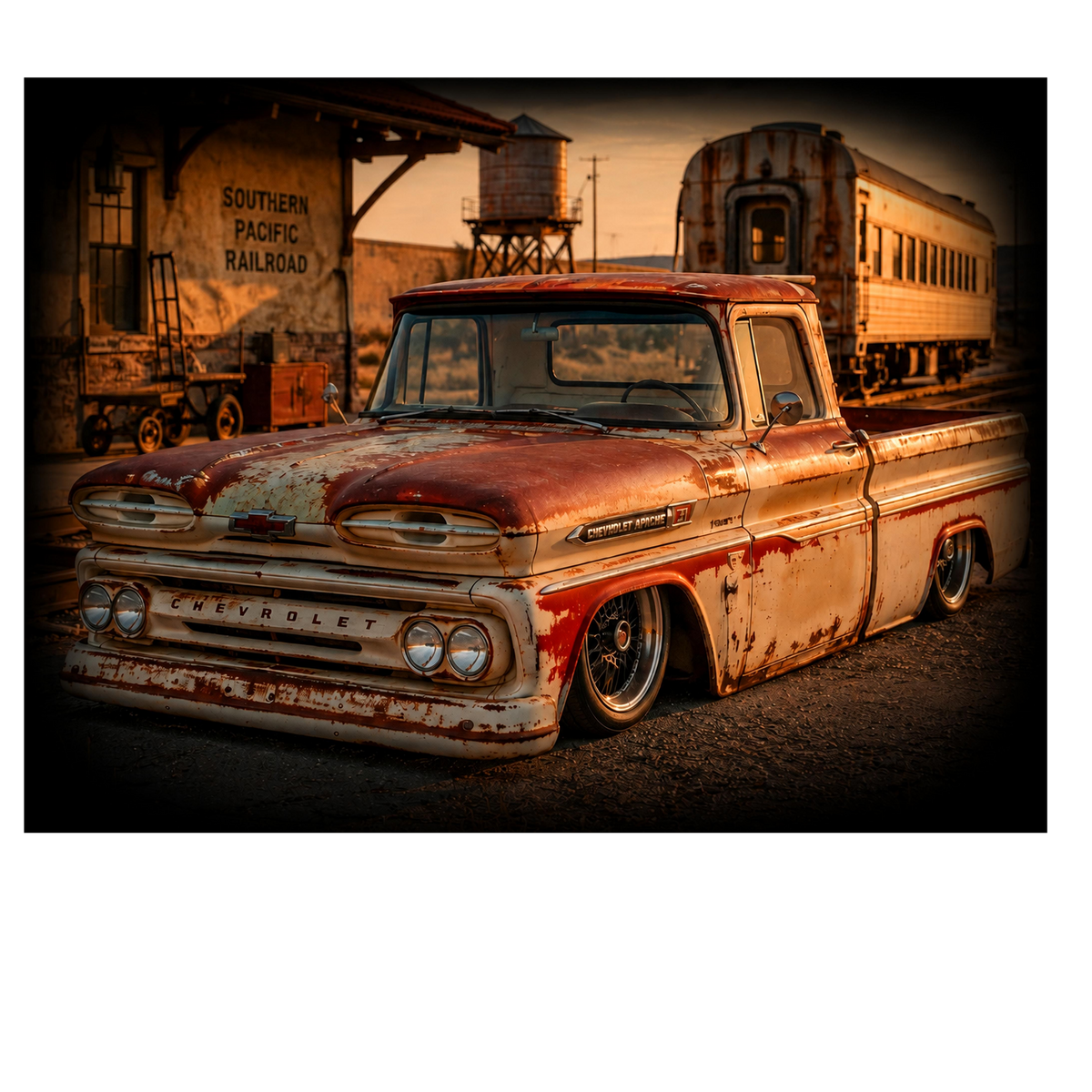 Rusty Chevrolet Pickup Truck - Railway Scene