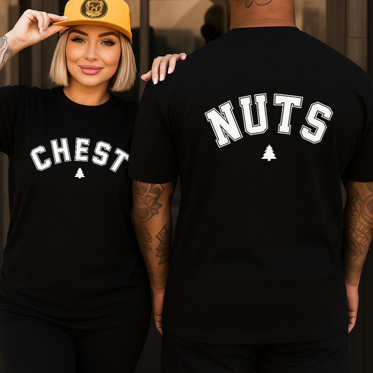 Chest Nuts Matching Holiday T-Shirts – Funny Couples Christmas Tee