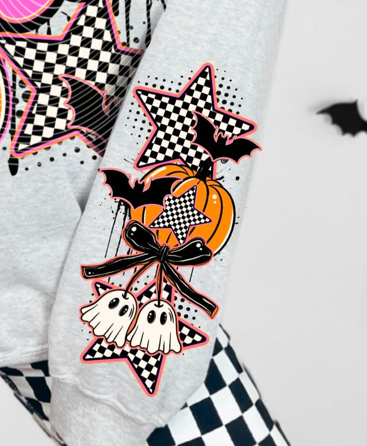 T-Shirt Hoody Boo Ghosts & Pumpkins – Pink Retro Halloween