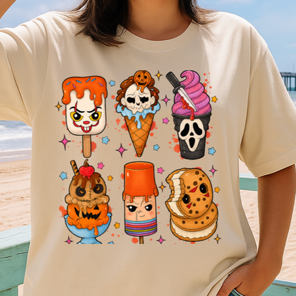 T-Shirt Crewneck Hoody – Killer horror films Kawaii Ice Creams Popsicles