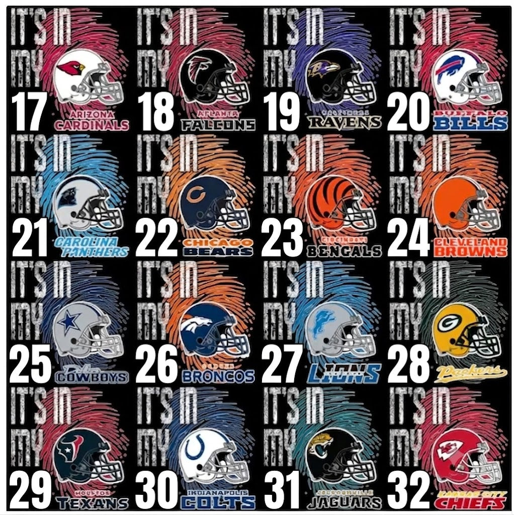 DTF Transfer 32 Football Teams In My DNA Designs