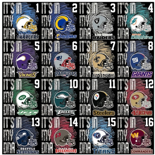 DTF Transfer 32 Football Teams In My DNA Designs