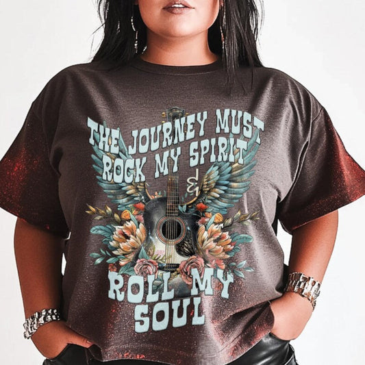 T-Shirt Sweatshirt Crew The Journey Must Rock My Spirit - Soulful Guitar Design