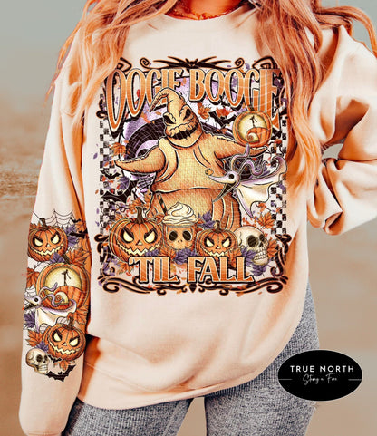 Crewneck T-Shirt  Halloween – Oogiee Boogiee ’Til Fall with Pumpkins, Skulls & Autumn Vibes Hoody Or Sweatshirt
