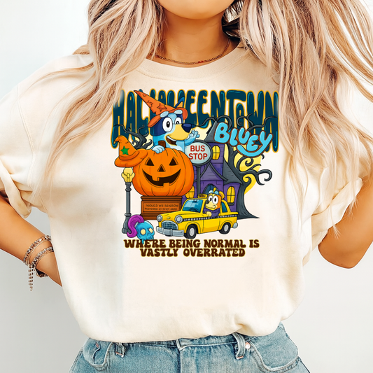DTF Transfer Halloweentown Blueey Pumpkin Ghost Cartoon T-Shirt
