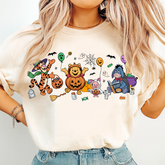 DTF Transfer Halloween Bear & Friends Trick-or-Treat Design