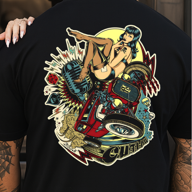 DTF Transfer Vintage Hot Rod Girl Graphic