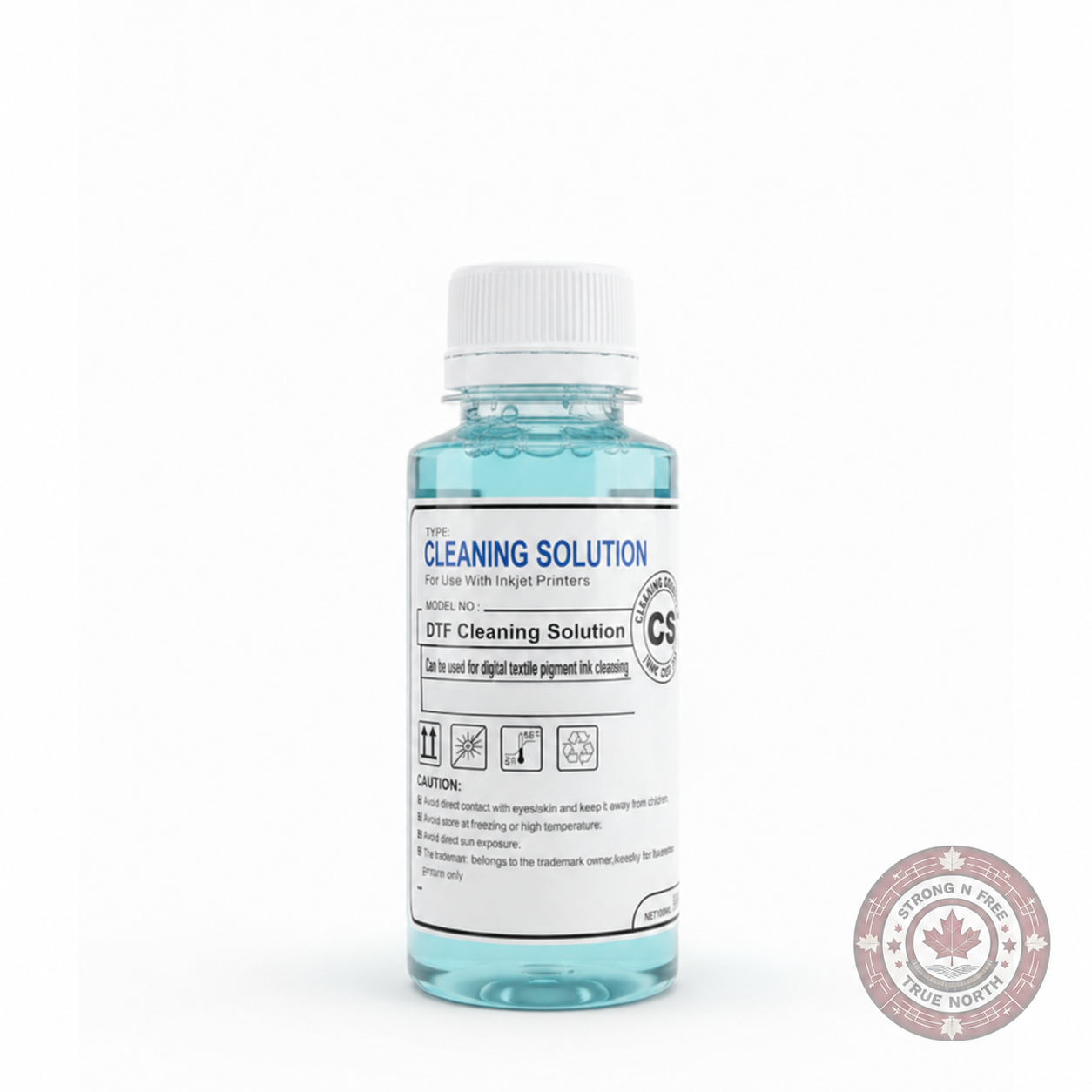 DTF printer head cleaning solution with Strong N Free watermark