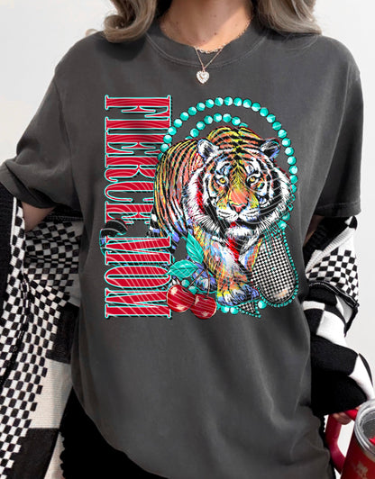 T-Shirt Sweatshirt Crewneck Fierce Mom Tiger – Retro Wild Style 🐅💎🍒