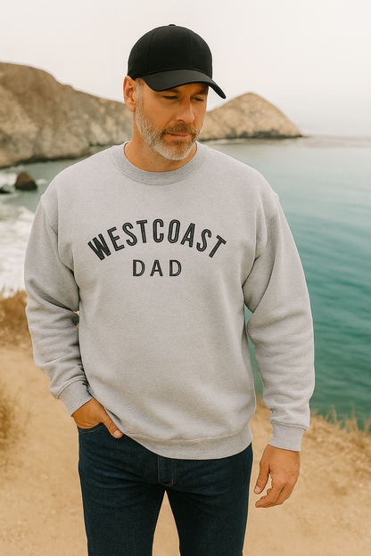 Embroidered West Coast Dad Crewneck Sweatshirt Or Hoodie