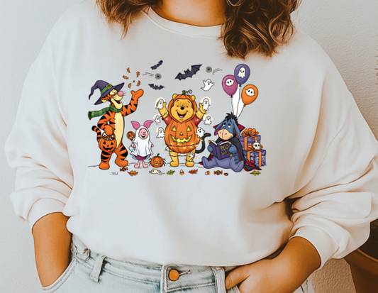 DTF Transfer Winnie the Poooh Halloween Sweatshirt – Tiggger, Poooh & Eeyoree Trick-or-Treat Design