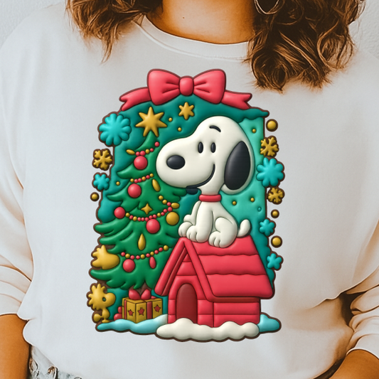 DTF Transfer 3D Style Snooppy Christmas Wreath