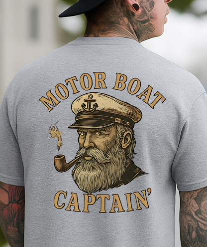 T-Shirt Crewneck Motor Boat Captain
