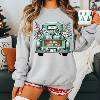 Sweatshirt  – Rustic Christmas Farm Truck With Gifts