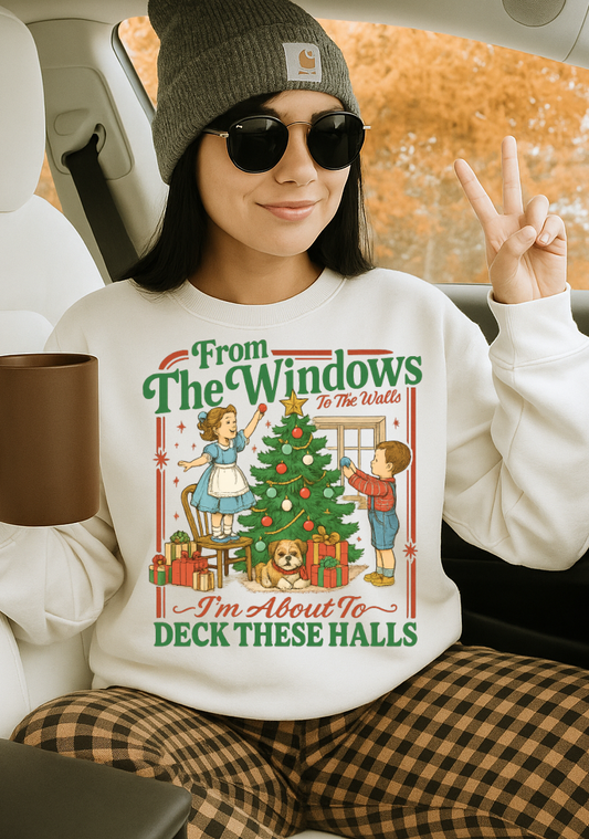 DTF Transfer – From the Windows to the Walls Deck These Halls Christmas Design