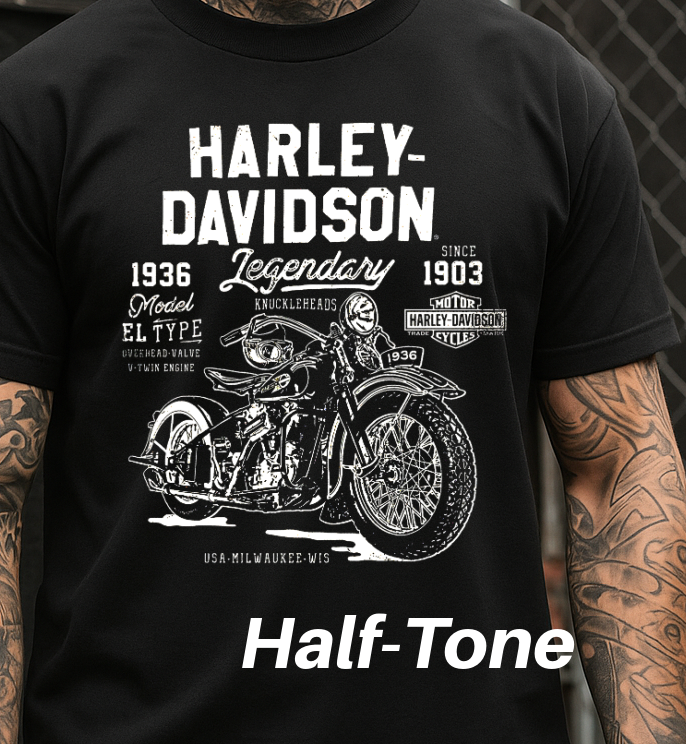 DTF Transfer Halftone Vintage Biker Old School Look