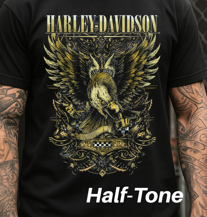 DTF Transfer Halftone Vintage Biker Old School Look