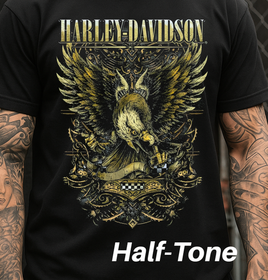 DTF Transfer Halftone Vintage Biker Old School Look