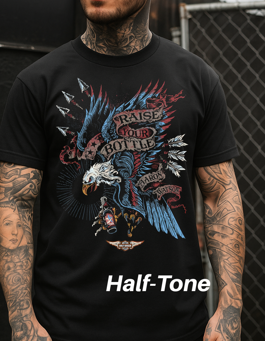 DTF Transfer Halftone Vintage Biker Old School Look