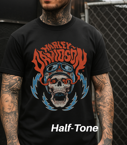 DTF Transfer Halftone Vintage Biker Old School Look