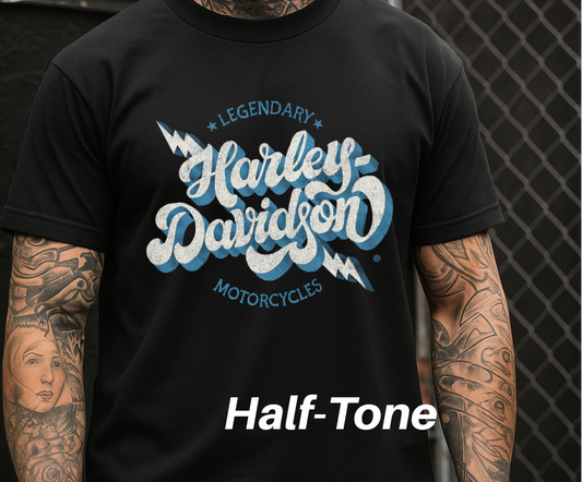 DTF Transfer Halftone Vintage Biker Old School Look