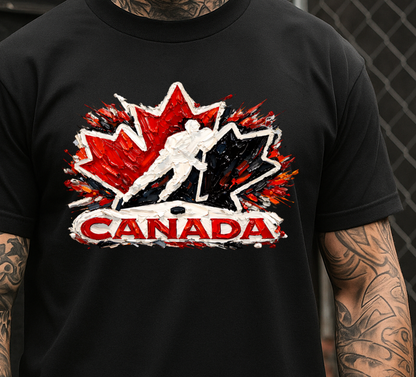 DTF Transfer Wet Paint Effect – Canada Hockey High-Detail