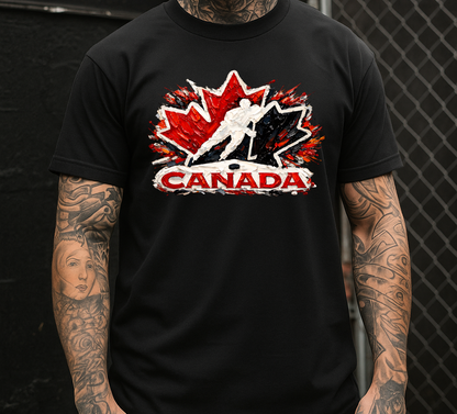 DTF Transfer Wet Paint Effect – Canada Hockey High-Detail