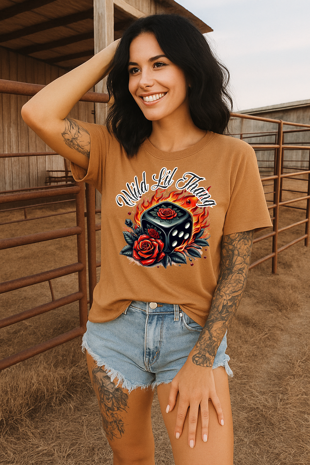 T-Shirt  Or Hoodie  Wild Lil Thang – Dice, Fire & Rose Retro Hoodie Design