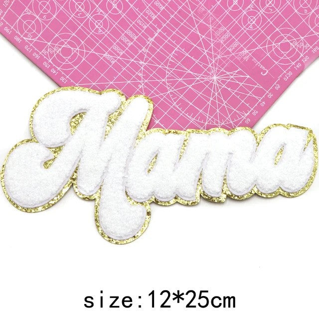 LARGE Chenille Embroidery Iron On Patch Mama // 4.7"x9.84"