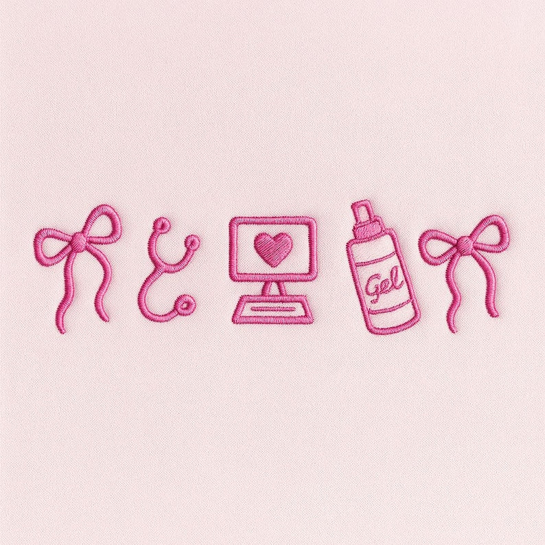 Embroidered Sonographer Crewneck – Cute Pink Ultrasound Icons