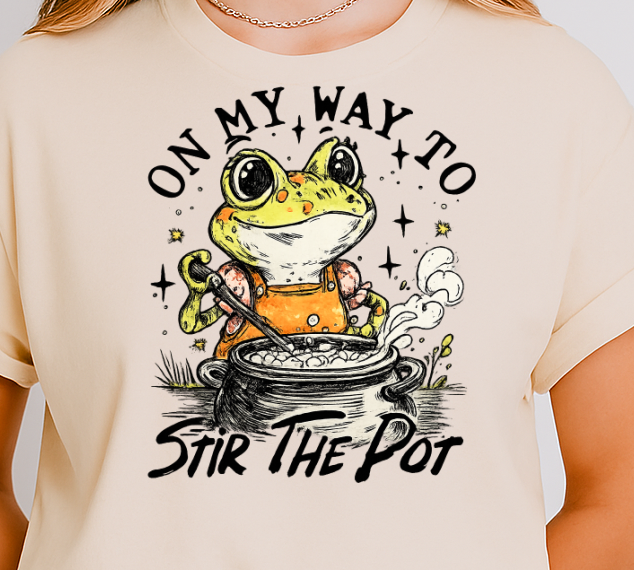 DTF Transfer – On My Way to Stir the Pot Frog