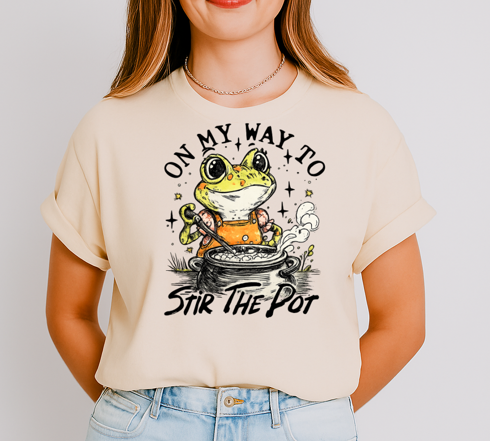 DTF Transfer – On My Way to Stir the Pot Frog