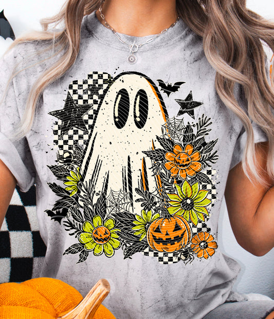 Sweatshirt Hoody Crewneck Halloween Floral Ghost with Pumpkins