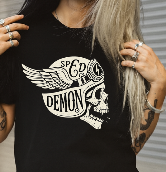T-Shirt Crewneck Speed Demon Winged Helmet
