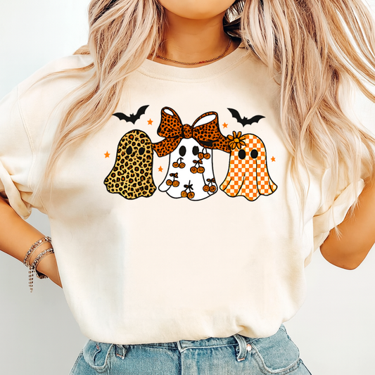 Sweatshirt Hoody Cute Halloween Ghost Trio with Bow