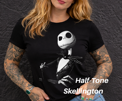 DTF Transfer Halftone Skeleton Gothic Halloween