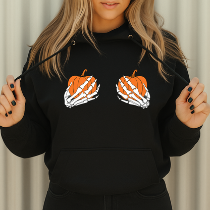 DTF Transfer Skeleton Hands Pumpkin – Funny Halloween Chest Print