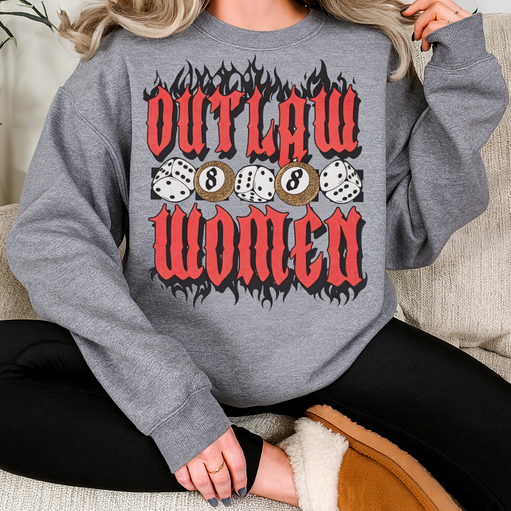 DTF Transfer Outlaw Women Gothic Dice Western