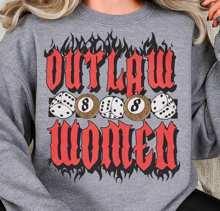 DTF Transfer Outlaw Women Gothic Dice Western