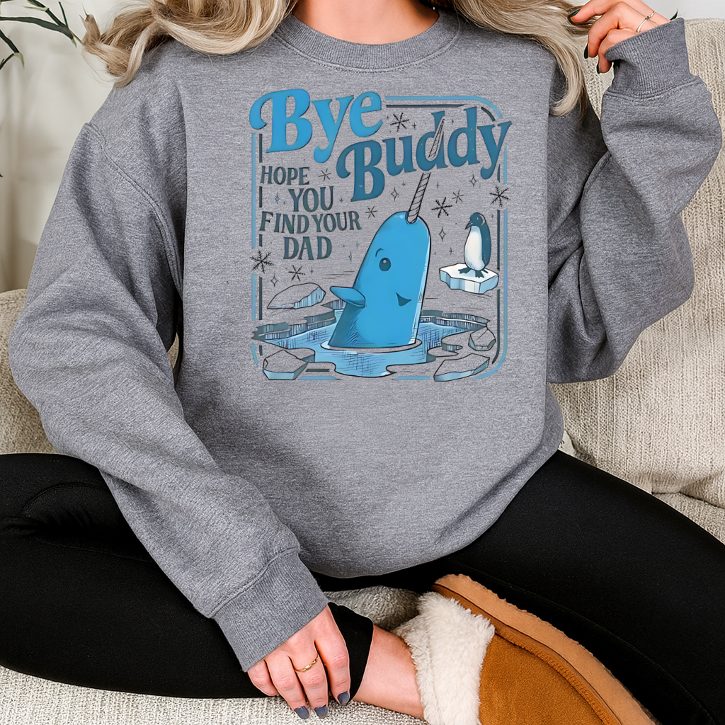 DTF Transfer Bye Buddy Narwhal Christmas Design