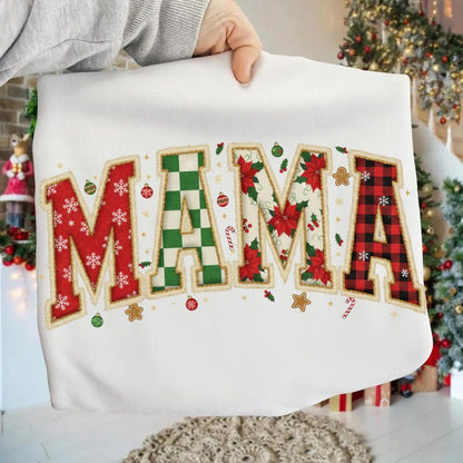 Hoody Crewneck Patchwork Quilt Mama Christmas Design