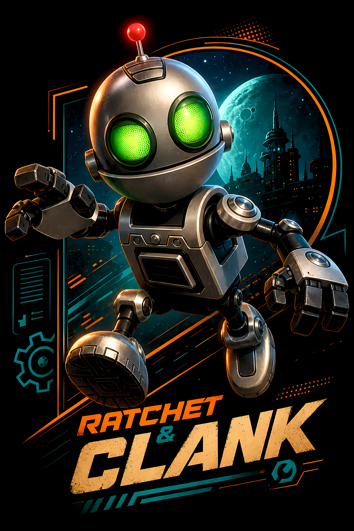 Ratchett & Clankk – Clankk – Games Retro Halftones 005 DTF transfer artwork